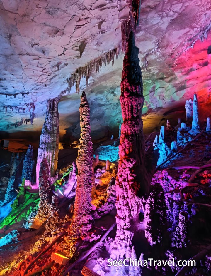 Yellow Dragon Cave stalactites underground river Zhangjiajie